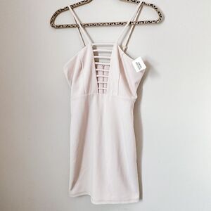 NWT Forever 21 nude caged neck strappy bodycon mini dress